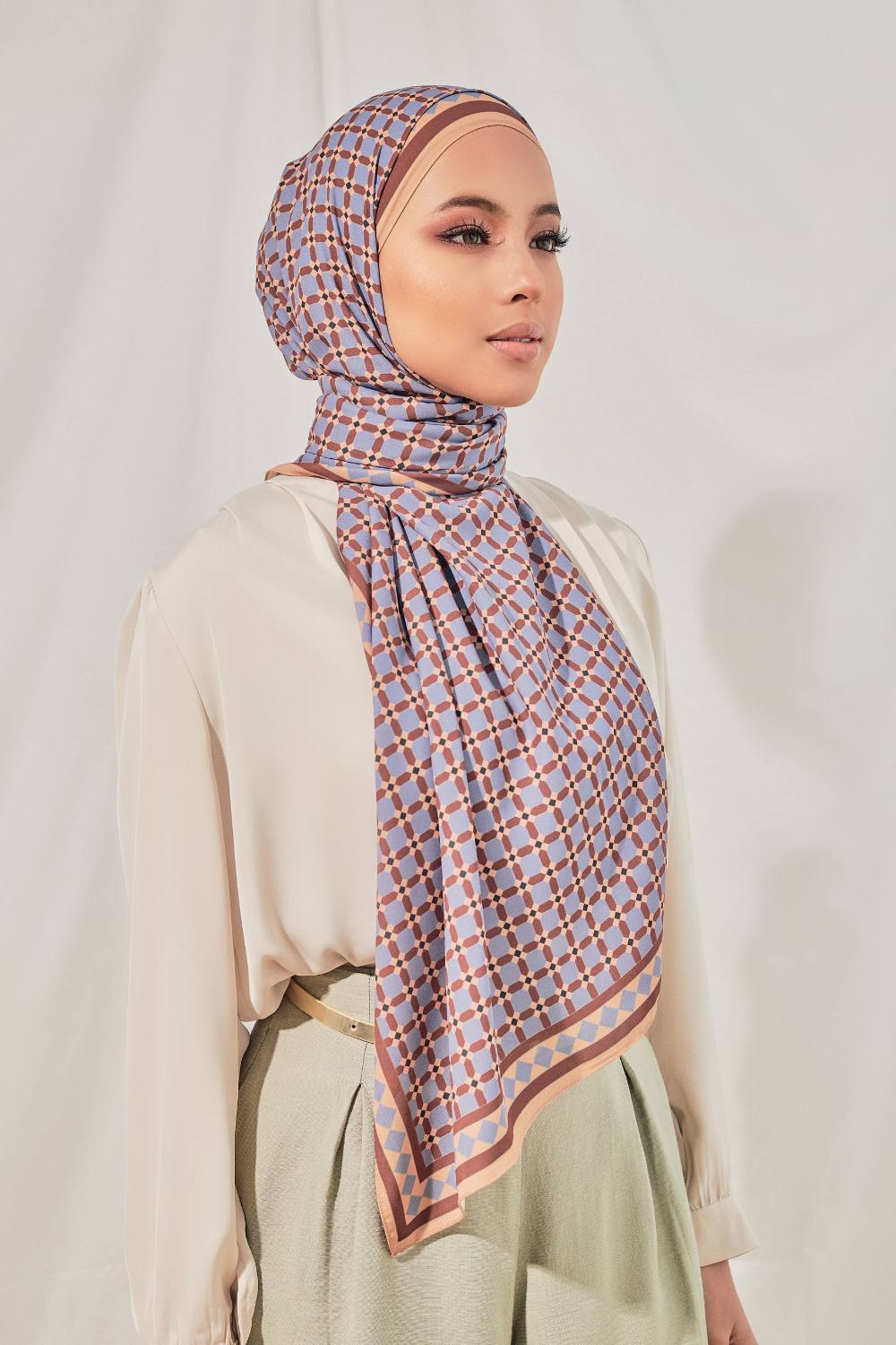 Petrascarves X Syfqhakmr Collection Shawl- Steel Blue & Sand